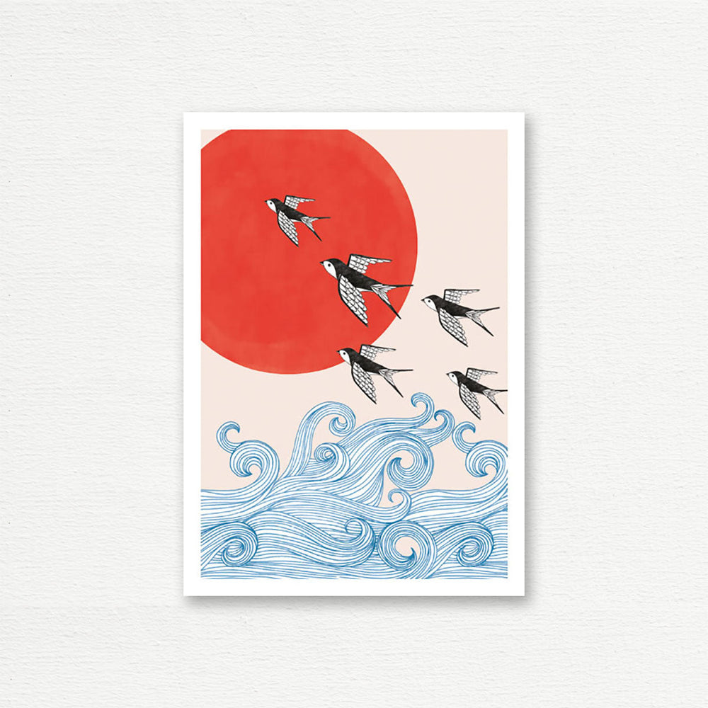 EVERYCARD CARD <br> Swallows & Red Sun