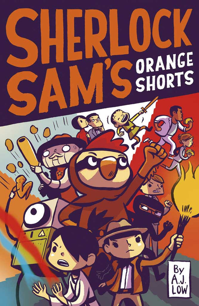 Cover of chapter book 'Sherlock Sam's Orange Shorts' by A. J. Low and Drewscape