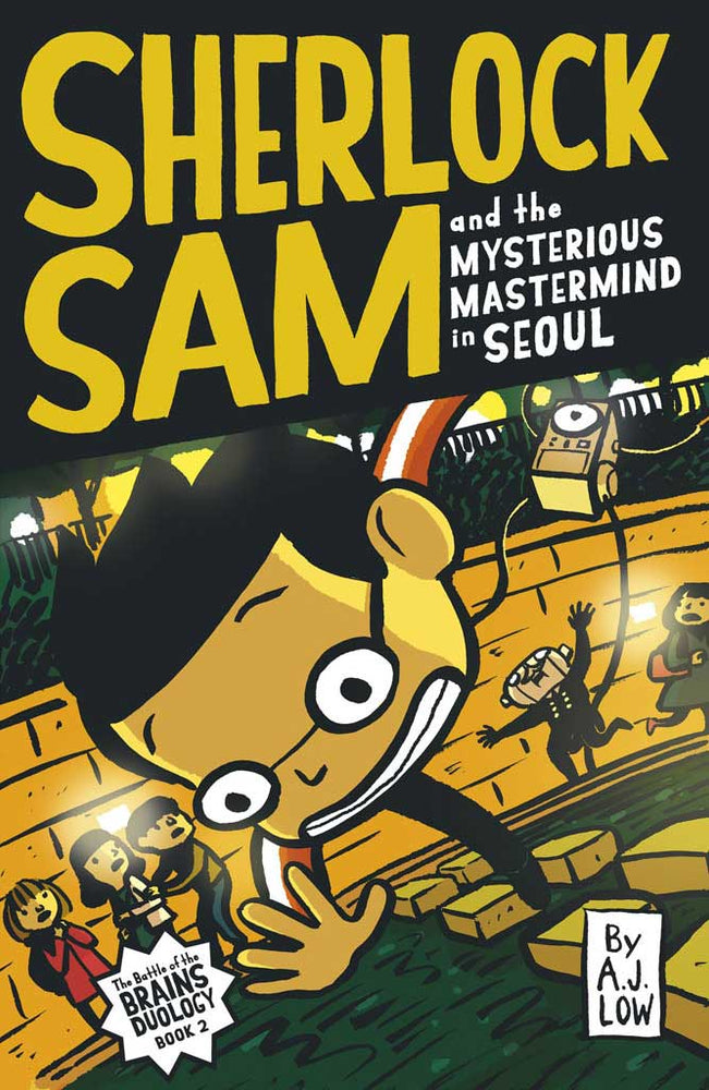 Cover of chapter book 'Sherlock Sam and the Mysterious Mastermind in Seoul' by A. J. Low and Drewscape