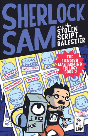 Cover of chapter book 'Sherlock Sam and the Stolen Script in Balestier' by A. J. Low and Drewscape