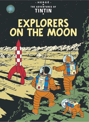 Cover of graphic novel 'The Adventures of Tintin: Explorers on the Moon' by Hergé