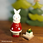 Polepole Handcrafted Wooden Rabbit Santa with Present