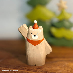 Polepole Handcrafted Wooden Christmas Bear