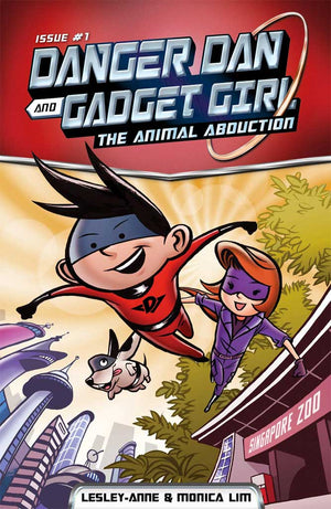 Cover of chapter book 'Danger Dan and Gadget Girl: The Animal Abduction' by Lesley-Anne, Monica Lim, and Elvin Ching