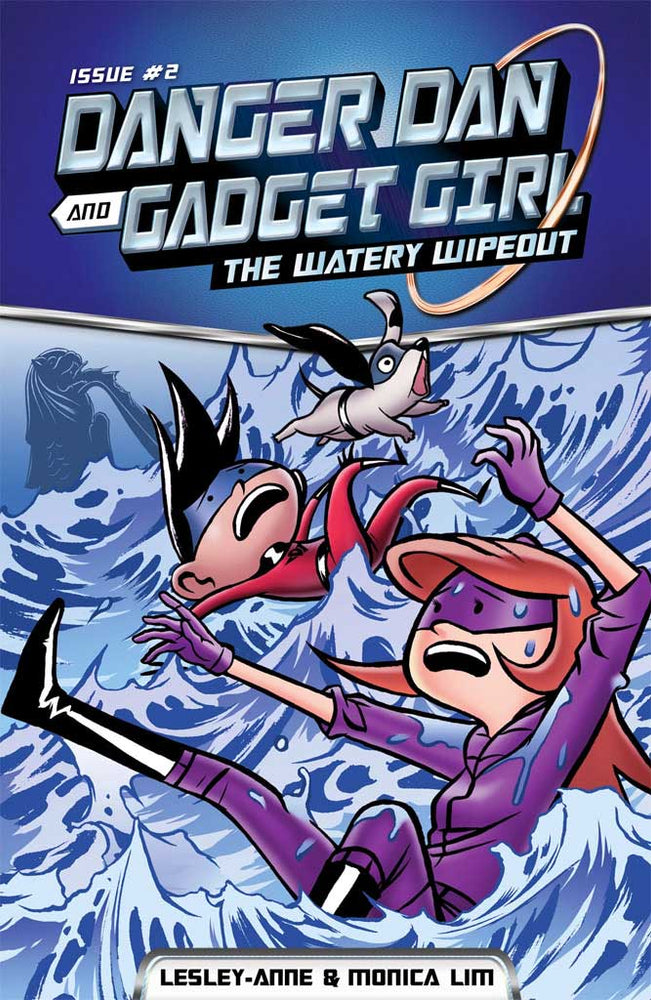 Cover of chapter book 'Danger Dan and Gadget Girl: The Watery Wipeout' by Lesley-Anne, Monica Lim, and Elvin Ching