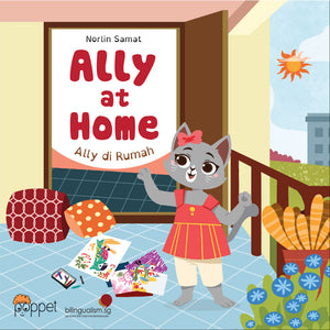 Cover of board book 'Ally at Home | Ally di Rumah' by Norlin Samat