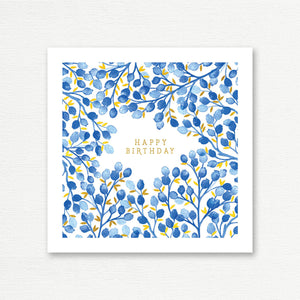 BIRTHDAY CARD <br> Happy Birthday Blue Flowers