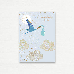 NEW BABY CARD <br> Blue Stork