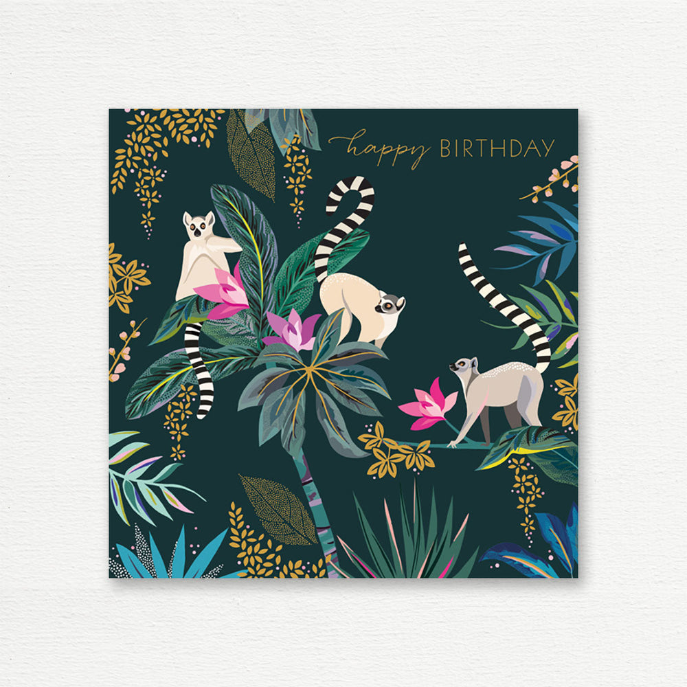 BIRTHDAY CARD <br> Lemurs in the Jungle