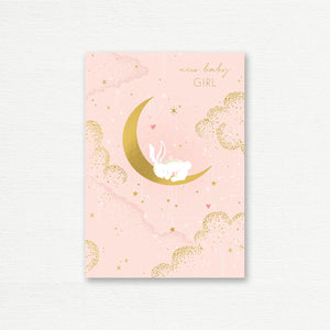 NEW BABY CARD <br> Bunny on the Moon