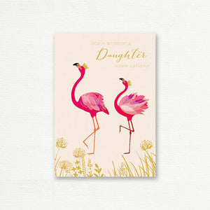 BIRTHDAY CARD <br> Wonderful Daughter Flamingos